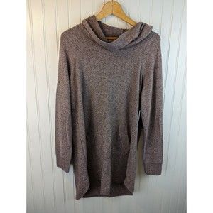 Torrid Size 00 Super Soft Plush Cowl Neck Tunic Stone Gray Sweater Pocket Pouch